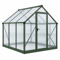 Invernadero 190x190x195 cm de aluminio y policarbonato verde para cultivo exterior