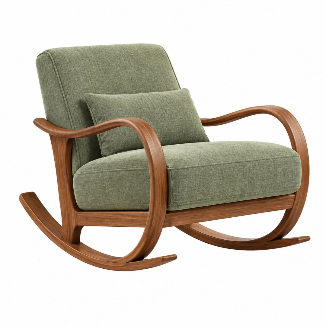 Mecedora 100 x 72 x 96 cm de madera y tejido verde - estilo moderno