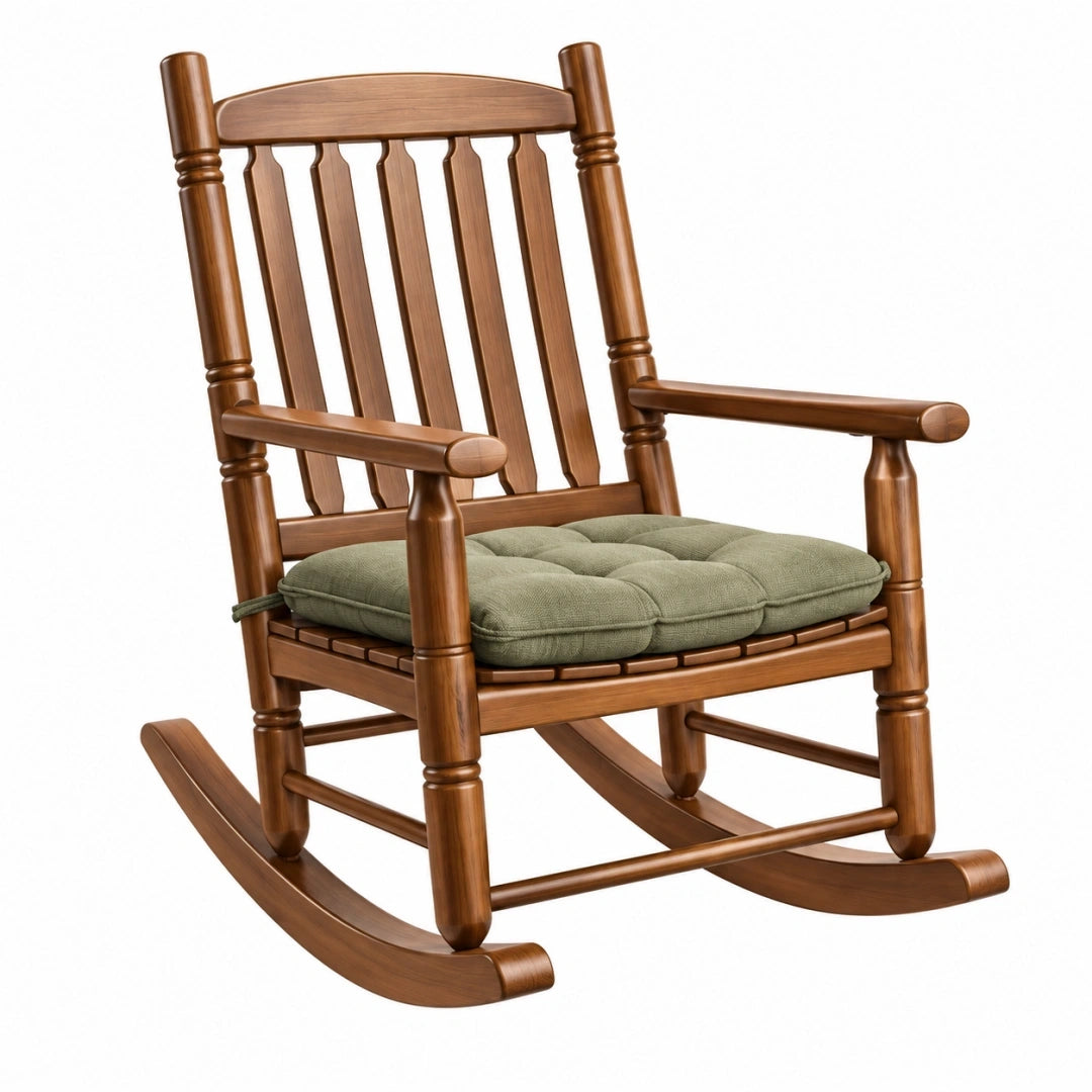 Silla mecedora 70 x 95 x 110 cm de madera marrón con asiento acolchado estilo clásico