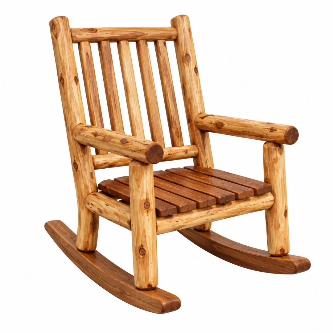 Silla mecedora de madera 78 x 95 x 110 cm color natural estilo rústico