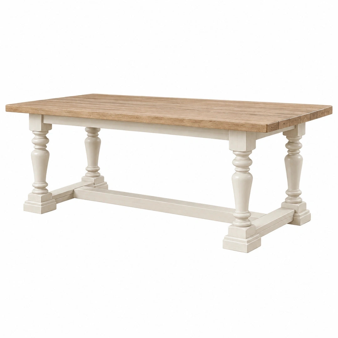 Mesa de comedor 180 x 90 x 76 cm de madera beige y natural de estilo clásico