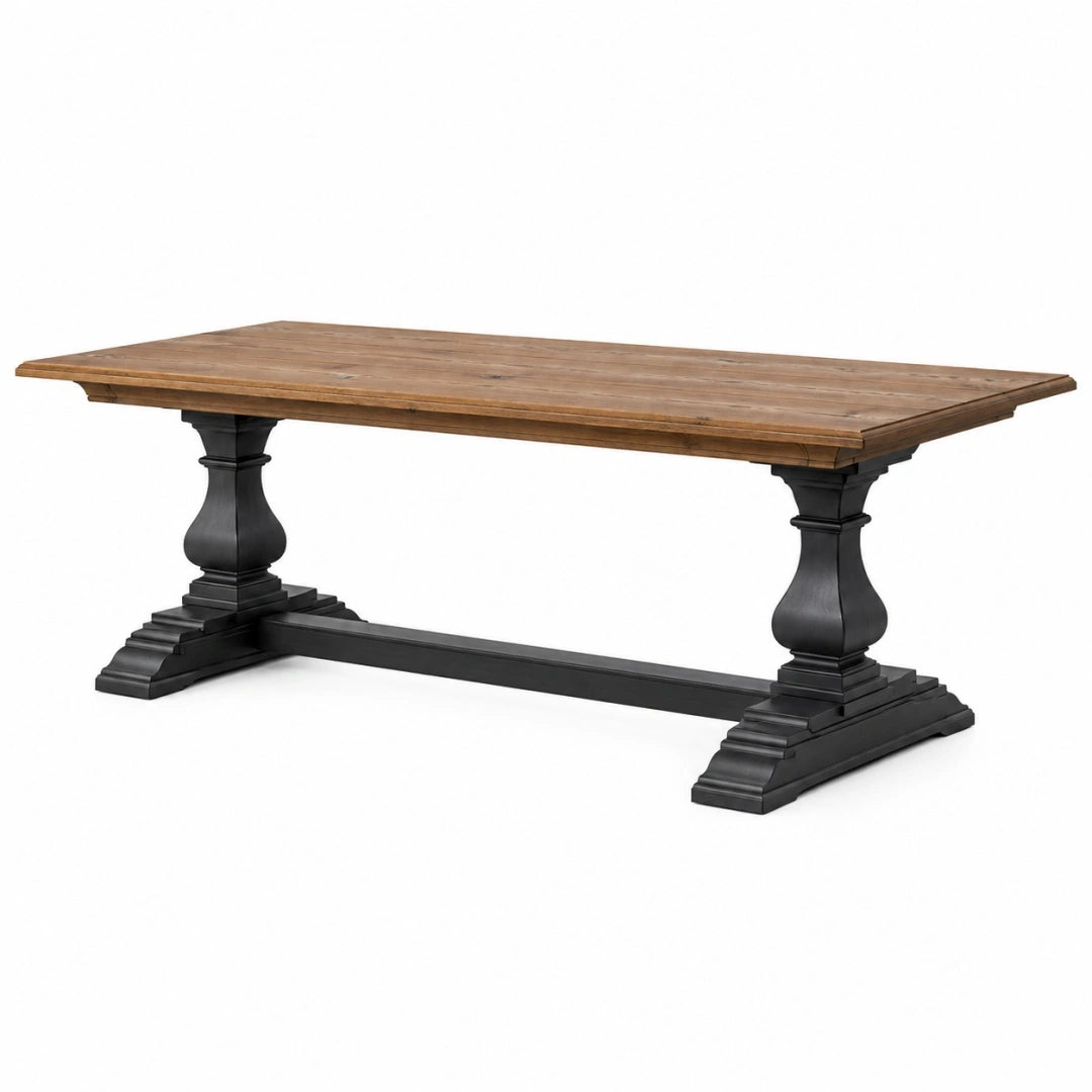 Mesa de comedor 200 x 100 cm de madera marrón y negro estilo clásico