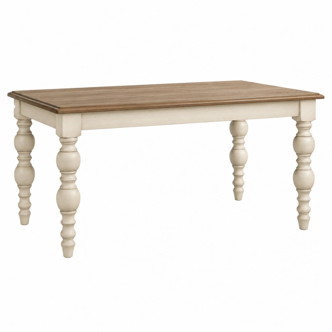 Mesa de comedor 180 x 100 x 78 cm de madera beige y marrón estilo clásico