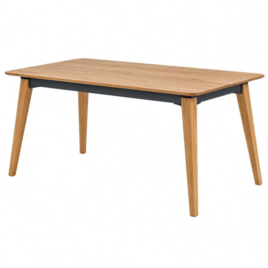 Mesa de comedor 160 x 90 x 75 cm de madera natural y negro con estructura metálica estilo moderno