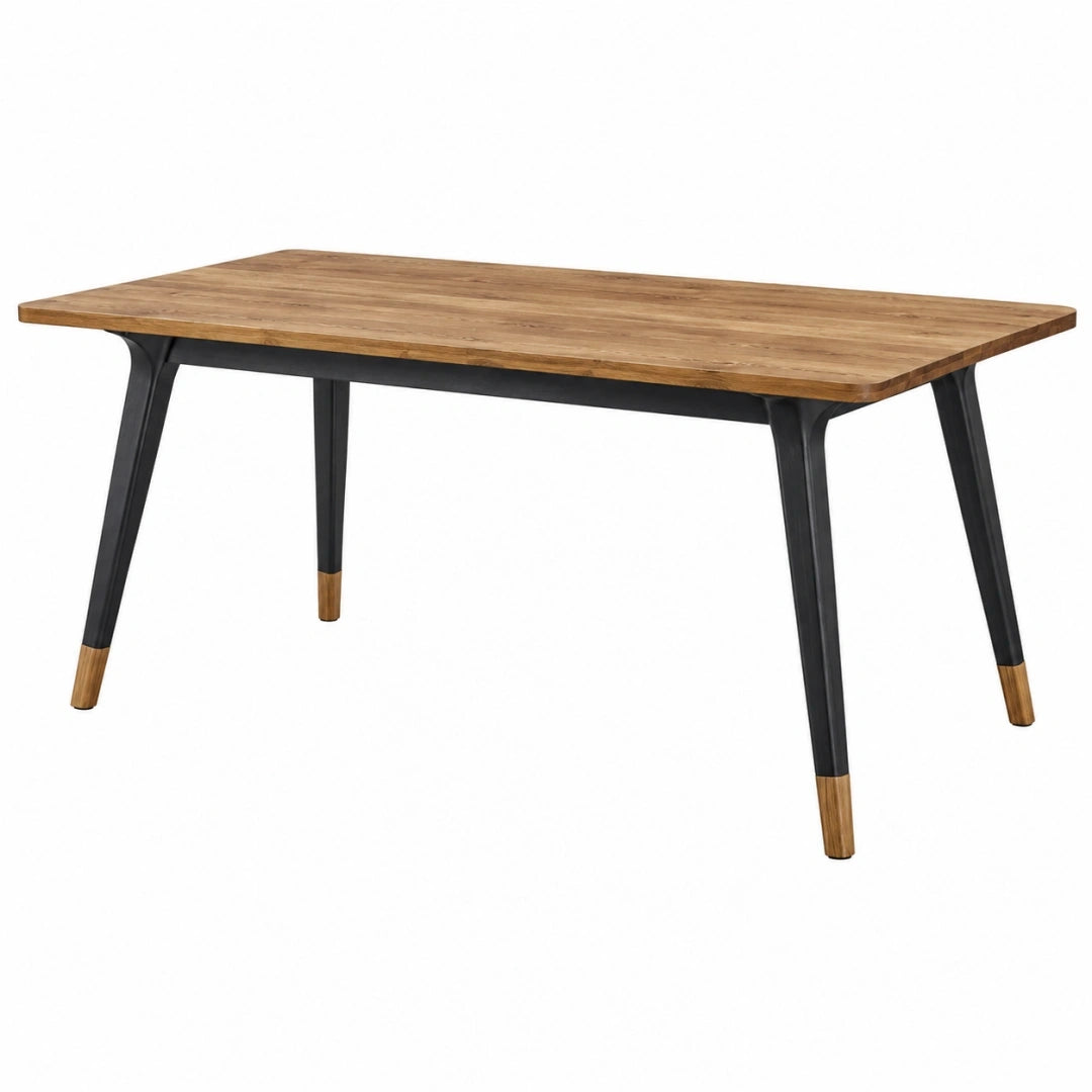 Mesa de comedor 180 x 90 x 75 cm de madera marrón y metal negro estilo industrial