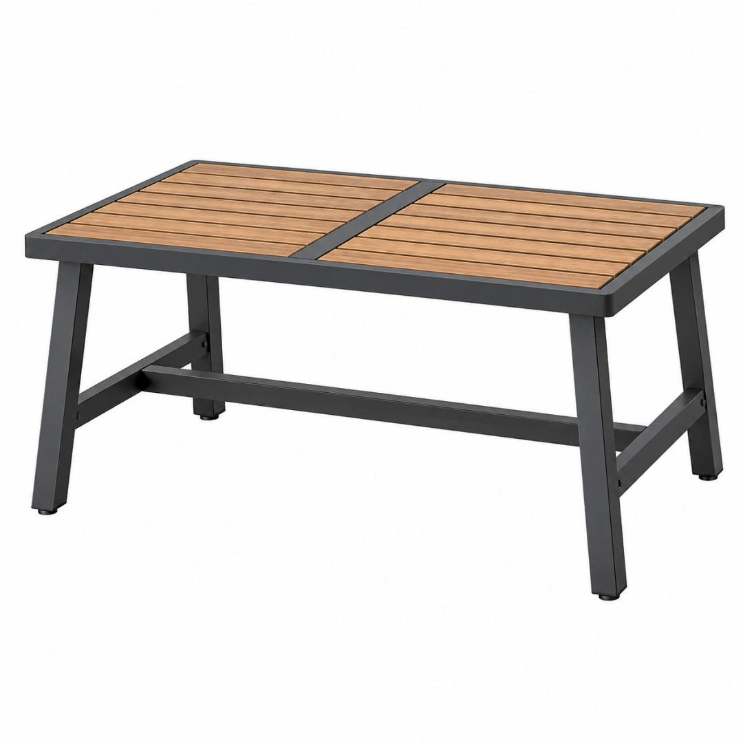 Mesa de jardín 120 x 70 x 75 cm de madera y metal marrón negro estilo industrial