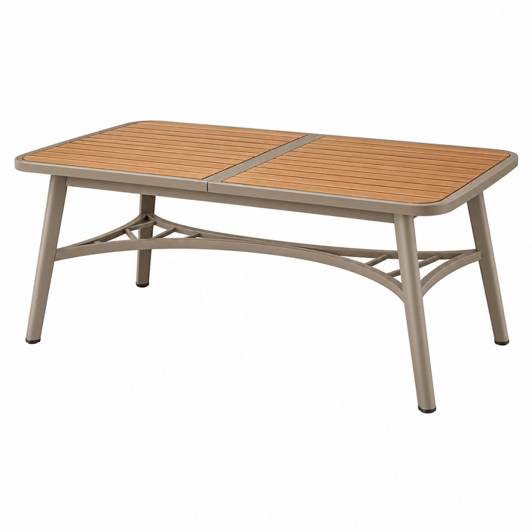 Mesa de exterior 180 x 100 cm de madera y aluminio natural taupe - diseño contemporáneo