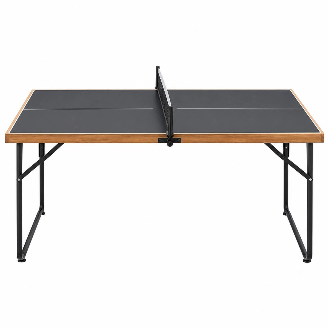 Mesa de tenis de mesa 274 x 152.5 x 76 cm de madera y acero negro marrón para interior