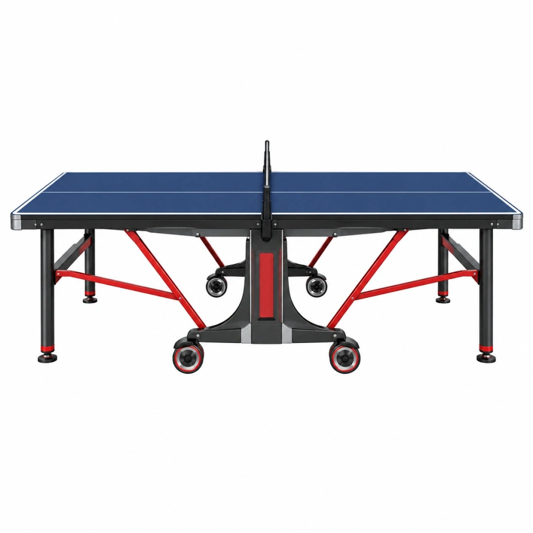 Mesa de ping pong 274 x 152.5 x 76 cm azul con estructura de acero plegable y ruedas
