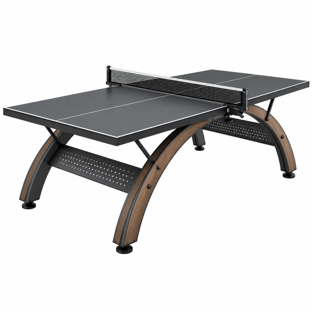 Mesa de tenis de mesa 274 x 152.5 x 76 cm de MDF negro y marrón con red