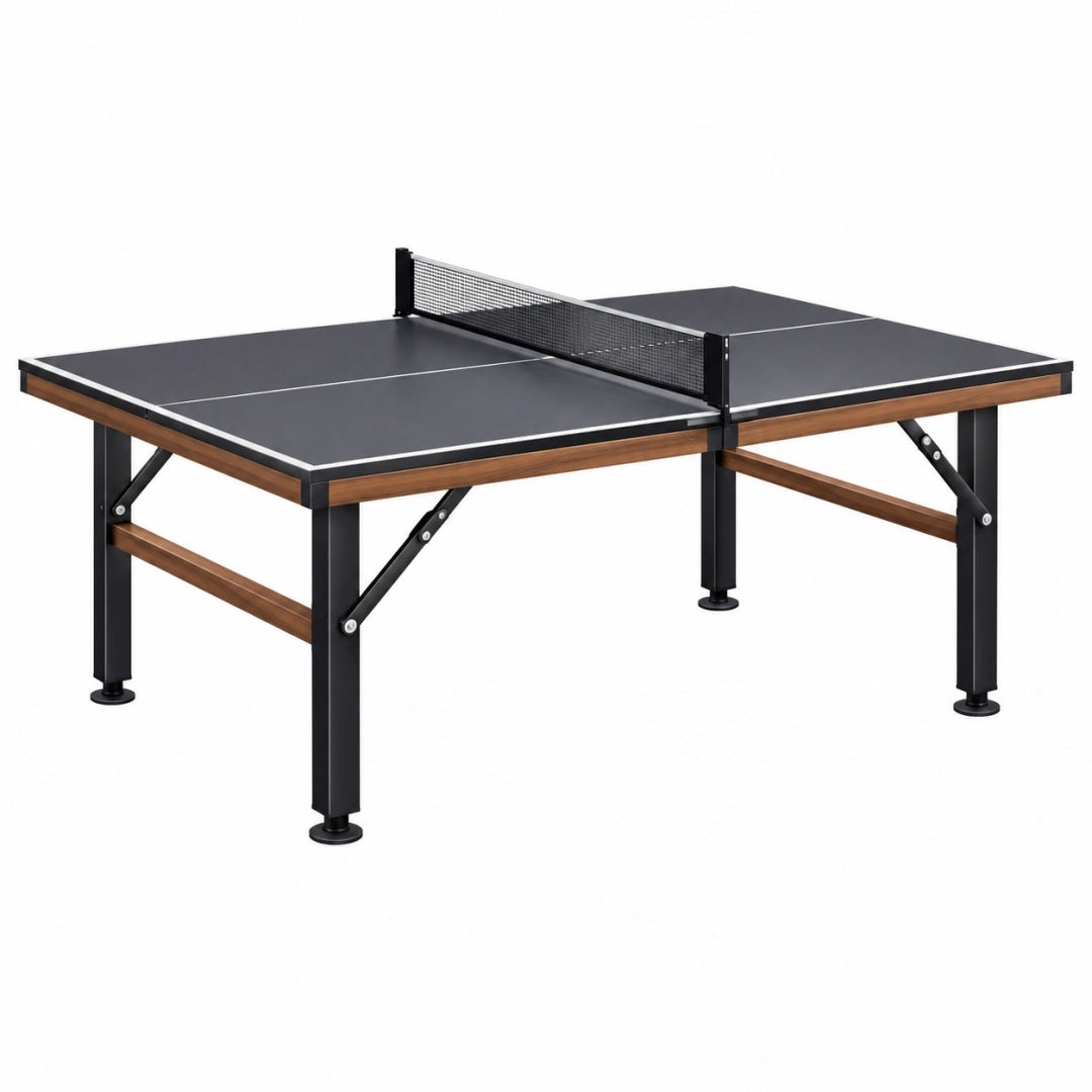 Mesa de ping pong 274 x 152.5 x 76 cm de MDF negro y acero con red para interior