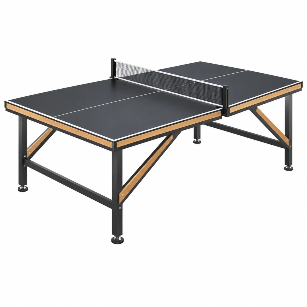 Mesa de tenis de mesa 274 x 152.5 x 76 cm tablero negro estructura de metal estilo industrial para interior